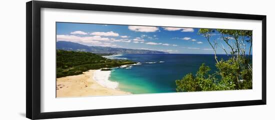 Aerial View of a Beach, North Shore, Waimea Bay, Oahu, Hawaii, USA-null-Framed Photographic Print