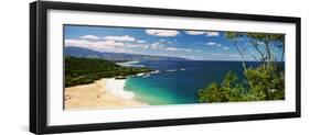 Aerial View of a Beach, North Shore, Waimea Bay, Oahu, Hawaii, USA-null-Framed Photographic Print