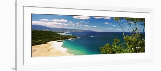 Aerial View of a Beach, North Shore, Waimea Bay, Oahu, Hawaii, USA-null-Framed Photographic Print