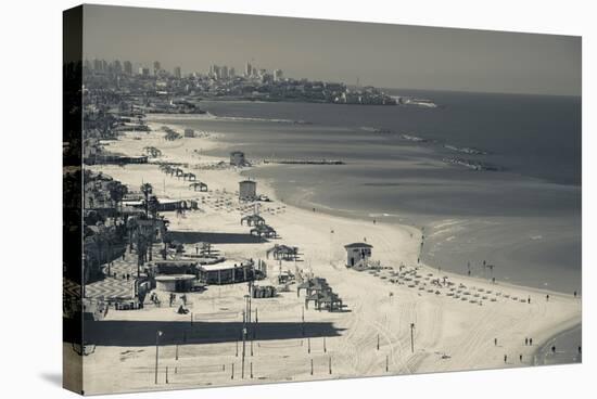 Aerial view of a beach, Tel Aviv, Israel-null-Stretched Canvas