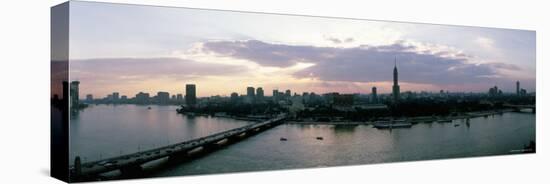 Aerial View of a Bridge over Nile River, Cairo, Egypt-null-Stretched Canvas