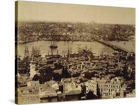 Aerial View of a Bridge over the Bosporus in Istanbul-null-Stretched Canvas