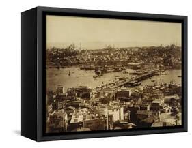 Aerial View of a Bridge over the Bosporus in Istanbul-null-Framed Stretched Canvas