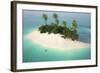 Aerial View of a Caribbean Desert Island in a Turquoise Water with a Woman Diving as a Concept for-Pablo Scapinachis-Framed Art Print