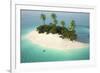 Aerial View of a Caribbean Desert Island in a Turquoise Water with a Woman Diving as a Concept for-Pablo Scapinachis-Framed Art Print