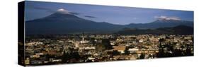 Aerial View of a City a with Mountain Range in the Background, Popocatepetl Volcano, Cholula-null-Stretched Canvas