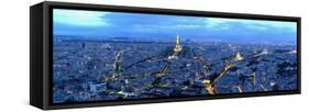Aerial View of a City at Dusk, Paris, Ile-De-France, France-null-Framed Stretched Canvas