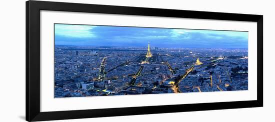 Aerial View of a City at Dusk, Paris, Ile-De-France, France-null-Framed Photographic Print