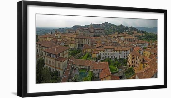 Aerial view of a city, Citta alta, Bergamo, Lombardy, Italy-null-Framed Photographic Print