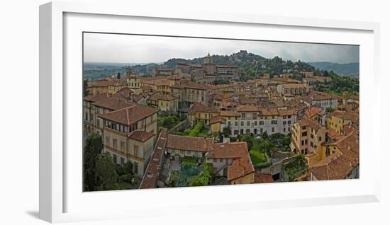 Aerial view of a city, Citta alta, Bergamo, Lombardy, Italy-null-Framed Photographic Print