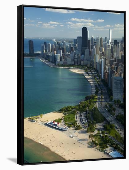 Aerial View of a City, Lake Michigan, Chicago, Cook County, Illinois, USA 2010-null-Framed Stretched Canvas