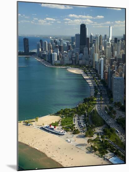 Aerial View of a City, Lake Michigan, Chicago, Cook County, Illinois, USA 2010-null-Mounted Premium Photographic Print
