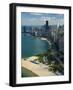 Aerial View of a City, Lake Michigan, Chicago, Cook County, Illinois, USA 2010-null-Framed Photographic Print