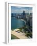 Aerial View of a City, Lake Michigan, Chicago, Cook County, Illinois, USA 2010-null-Framed Photographic Print