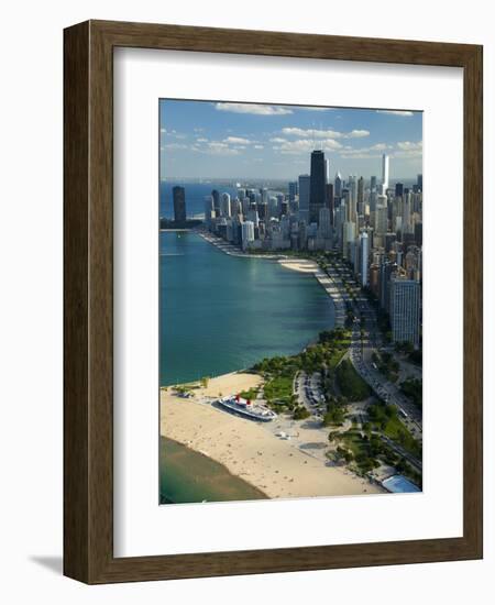 Aerial View of a City, Lake Michigan, Chicago, Cook County, Illinois, USA 2010-null-Framed Photographic Print