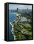 Aerial View of a City, Lake Shore Drive, Lake Michigan, Chicago, Cook County, Illinois, USA-null-Framed Stretched Canvas