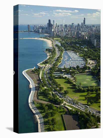 Aerial View of a City, Lake Shore Drive, Lake Michigan, Chicago, Cook County, Illinois, USA-null-Stretched Canvas