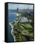 Aerial View of a City, Lake Shore Drive, Lake Michigan, Chicago, Cook County, Illinois, USA-null-Framed Stretched Canvas