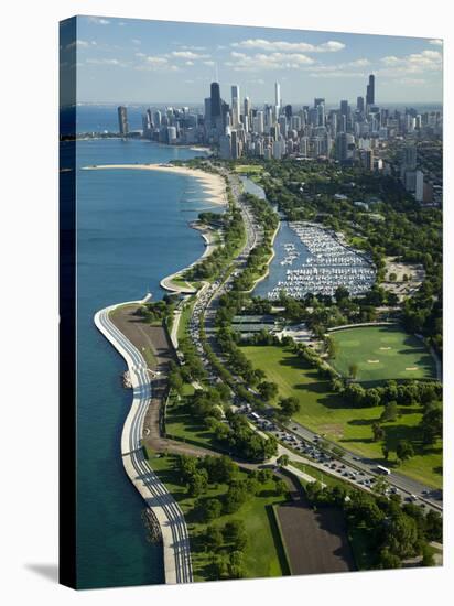 Aerial View of a City, Lake Shore Drive, Lake Michigan, Chicago, Cook County, Illinois, USA-null-Stretched Canvas