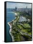 Aerial View of a City, Lake Shore Drive, Lake Michigan, Chicago, Cook County, Illinois, USA-null-Framed Stretched Canvas