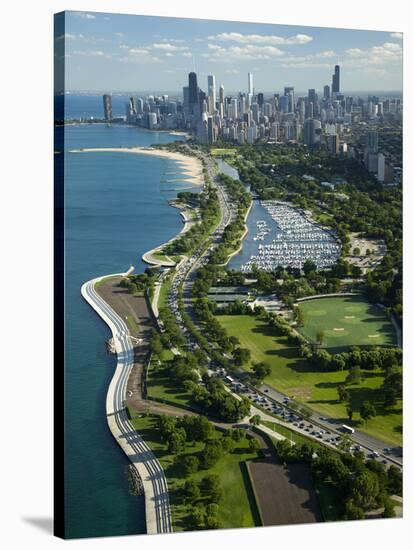 Aerial View of a City, Lake Shore Drive, Lake Michigan, Chicago, Cook County, Illinois, USA-null-Stretched Canvas