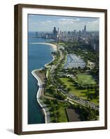 Aerial View of a City, Lake Shore Drive, Lake Michigan, Chicago, Cook County, Illinois, USA-null-Framed Premium Photographic Print
