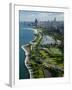 Aerial View of a City, Lake Shore Drive, Lake Michigan, Chicago, Cook County, Illinois, USA-null-Framed Premium Photographic Print