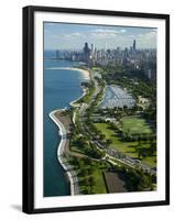 Aerial View of a City, Lake Shore Drive, Lake Michigan, Chicago, Cook County, Illinois, USA-null-Framed Premium Photographic Print