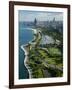 Aerial View of a City, Lake Shore Drive, Lake Michigan, Chicago, Cook County, Illinois, USA-null-Framed Premium Photographic Print