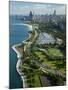 Aerial View of a City, Lake Shore Drive, Lake Michigan, Chicago, Cook County, Illinois, USA-null-Mounted Premium Photographic Print
