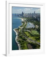 Aerial View of a City, Lake Shore Drive, Lake Michigan, Chicago, Cook County, Illinois, USA-null-Framed Photographic Print