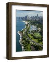 Aerial View of a City, Lake Shore Drive, Lake Michigan, Chicago, Cook County, Illinois, USA-null-Framed Photographic Print