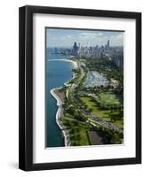 Aerial View of a City, Lake Shore Drive, Lake Michigan, Chicago, Cook County, Illinois, USA-null-Framed Photographic Print