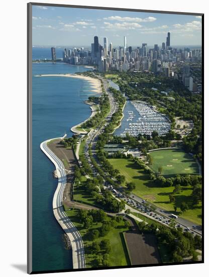 Aerial View of a City, Lake Shore Drive, Lake Michigan, Chicago, Cook County, Illinois, USA-null-Mounted Photographic Print