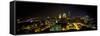 Aerial View of a City Lit Up at Night, Cleveland, Ohio, USA-null-Framed Stretched Canvas