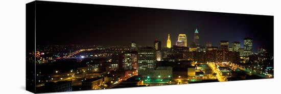 Aerial View of a City Lit Up at Night, Cleveland, Ohio, USA-null-Stretched Canvas