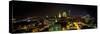 Aerial View of a City Lit Up at Night, Cleveland, Ohio, USA-null-Stretched Canvas
