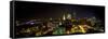 Aerial View of a City Lit Up at Night, Cleveland, Ohio, USA-null-Framed Stretched Canvas