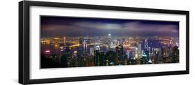 Aerial View of a City Lit Up at Night, Hong Kong, China-null-Framed Photographic Print