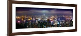 Aerial View of a City Lit Up at Night, Hong Kong, China-null-Framed Photographic Print