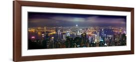 Aerial View of a City Lit Up at Night, Hong Kong, China-null-Framed Photographic Print