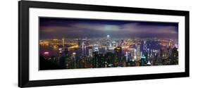 Aerial View of a City Lit Up at Night, Hong Kong, China-null-Framed Photographic Print