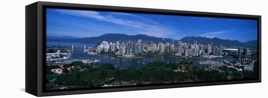 Aerial View of a Cityscape, Vancouver, British Columbia, Canada-null-Framed Stretched Canvas