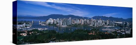 Aerial View of a Cityscape, Vancouver, British Columbia, Canada-null-Stretched Canvas