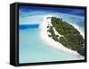 Aerial View of a Desert Island, Maldives, Indian Ocean, Asia-Sakis Papadopoulos-Framed Stretched Canvas