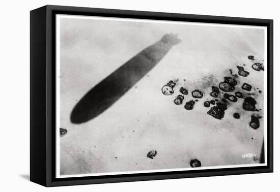 Aerial View of a Desert Settlement, with a Shadow Cast by a Zeppelin, 1931-null-Framed Stretched Canvas