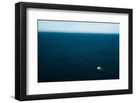 Aerial View of a Lonely Boat in the Ocean-Alberto Pérez Veiga-Framed Photographic Print