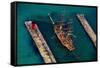 Aerial view of a tall ship during festival, South Haven, Michigan, USA-null-Framed Stretched Canvas