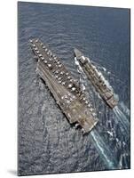 Aerial View of Aircraft Carrier USS Ronald Reagan And USNS Bridge During a Replenishment at Sea-Stocktrek Images-Mounted Premium Photographic Print