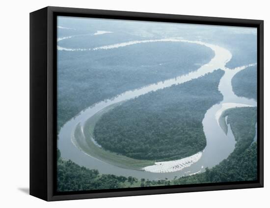 Aerial View of Amazon River and Jungle, Brazil-null-Framed Stretched Canvas